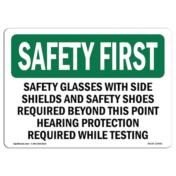 OSHA Sign, Glasses W/ Side Shields & Safety, 5in X 3.5in Decal, 10PK, 5" W, 3.5" H, Landscape, PK10